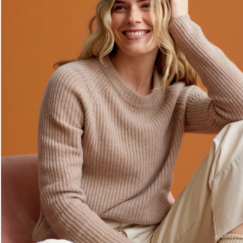 Quince Mongolian Cashmere Fisherman Crewneck Sweater - Mink Pink